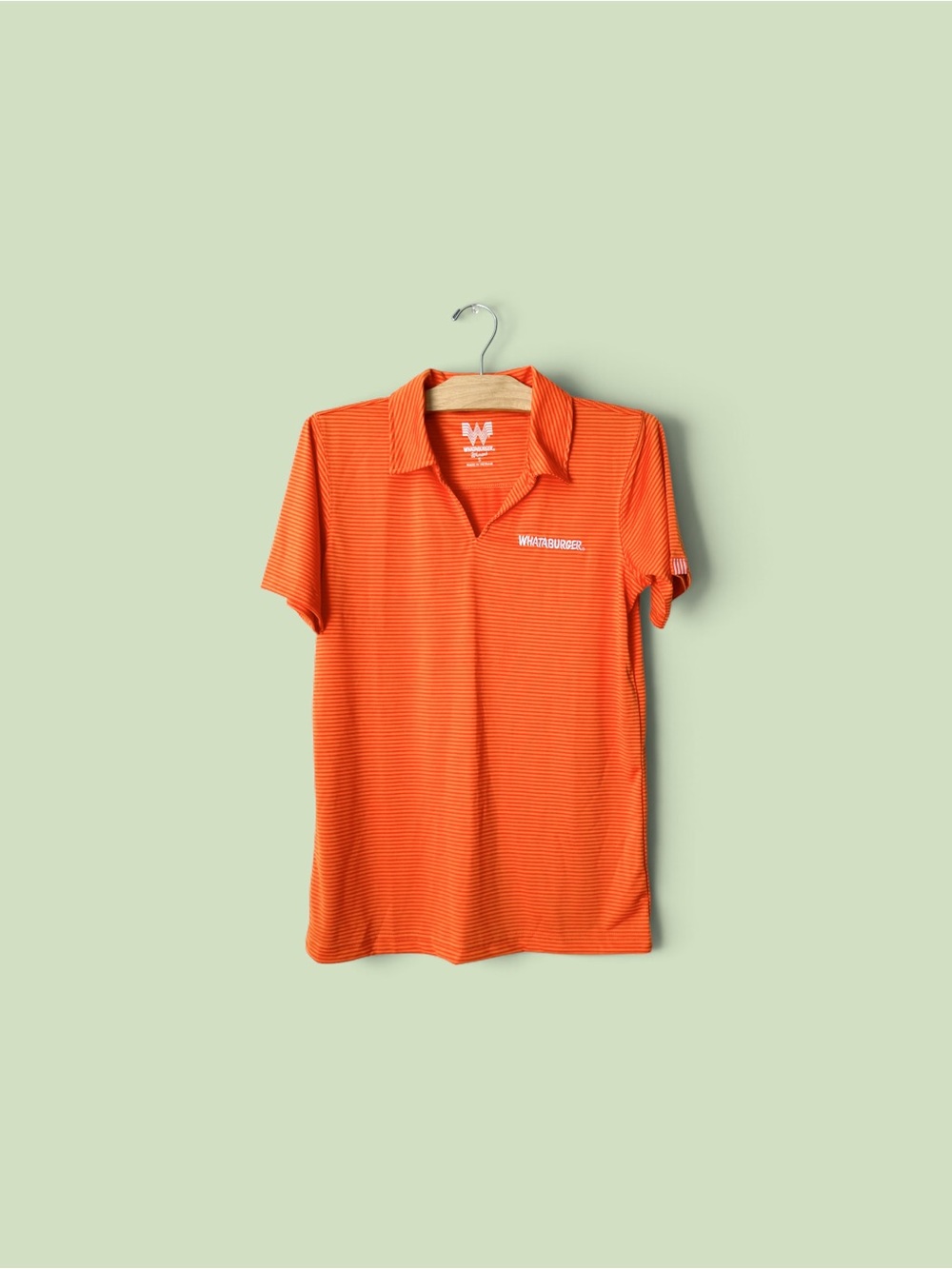 Whataburger Employee Polo Shirt Womens S Orange Stripe Performance Uniform